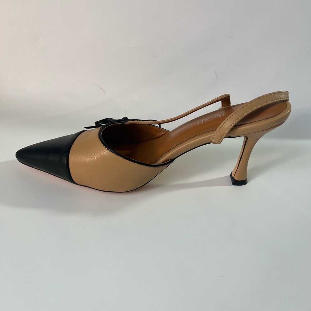 Moyilishan Black and Apricot Women's Sling Back Heels - 9 - Picture 5 of 12